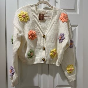 Flower knit cardigan